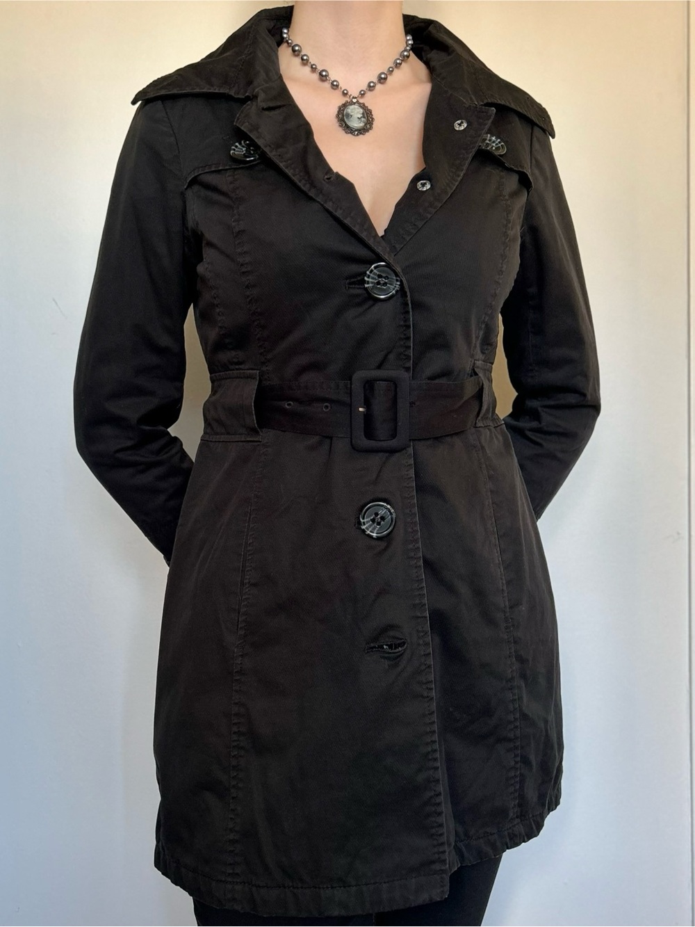 Y2K 2000s Goth Black Trench Coat